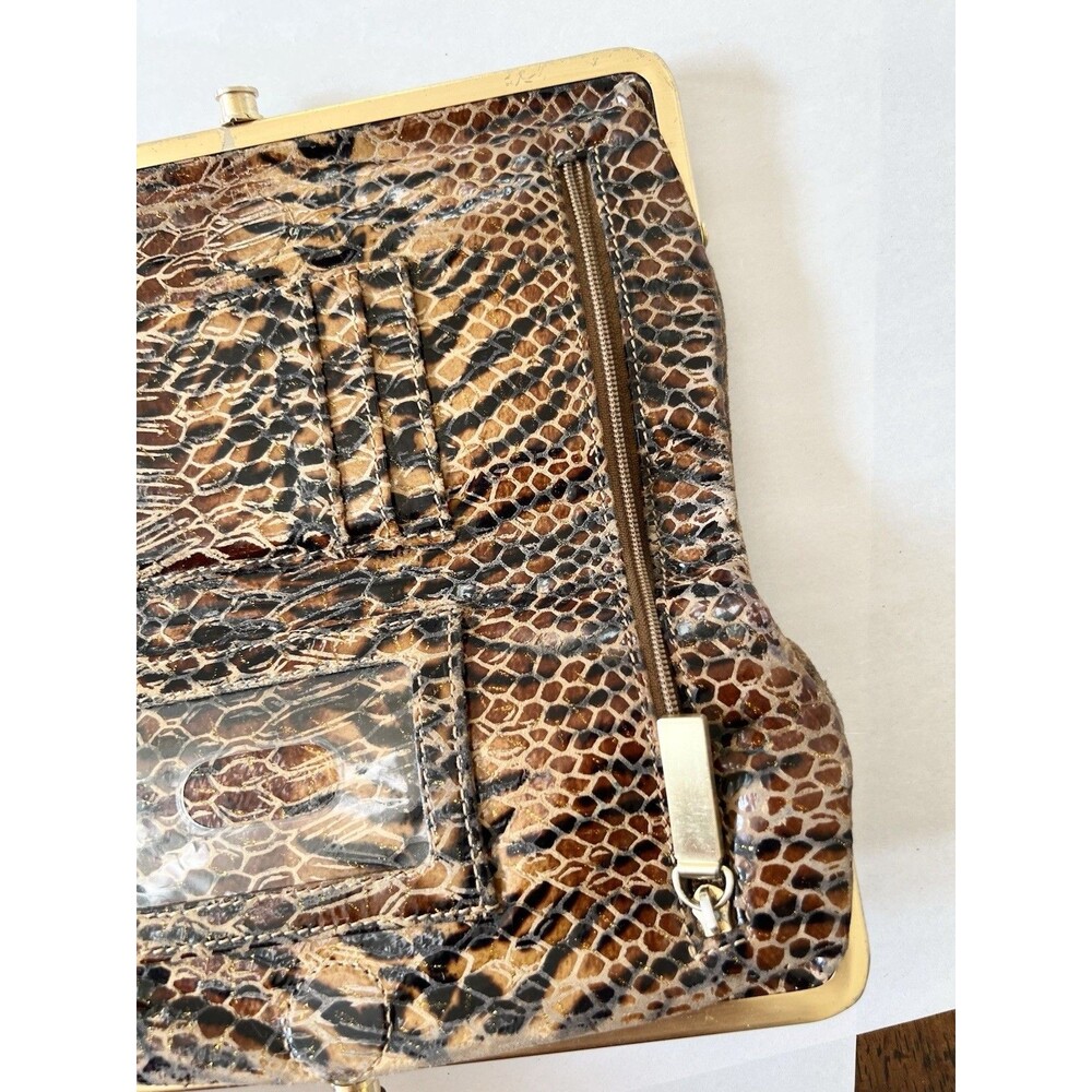 Hobo Wallet Womens The Original Brown Snakeskin Lauren Clasp - Picture 3 of 9